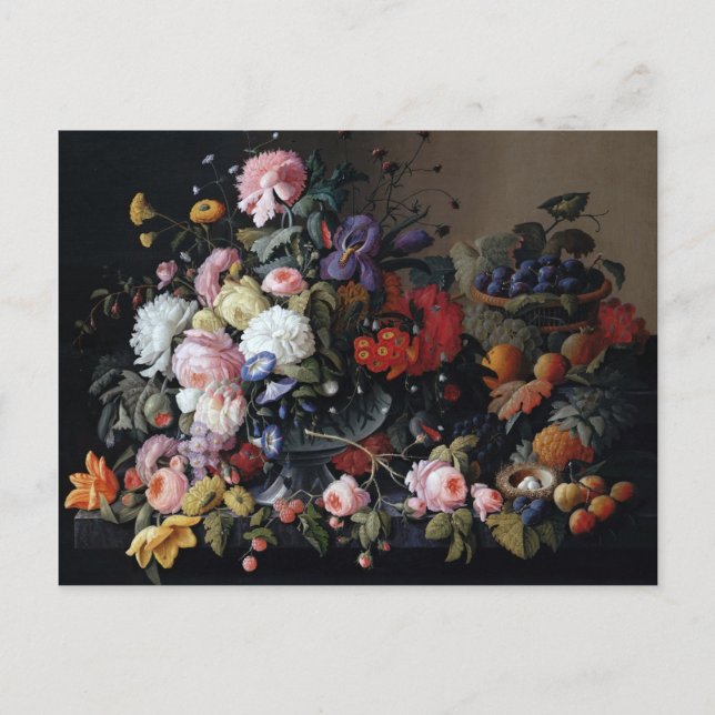 Colourful Vintage Flower Vase Art Painting Classic Postcard (Front)