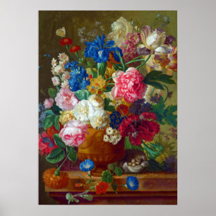 Colourful Vintage Flowers Art Painting Poster