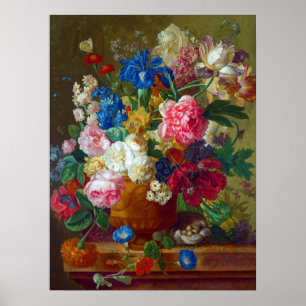 Colourful Vintage Flowers Art Painting Poster