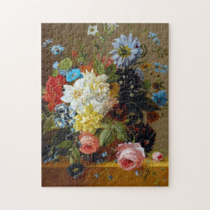 Colourful Vintage Flowers Vase Art Painting Jigsaw Puzzle