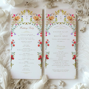 Colourful Vintage Garden Wedding Ceremony Program