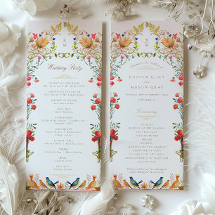 Colourful Vintage Garden Wedding Ceremony Program
