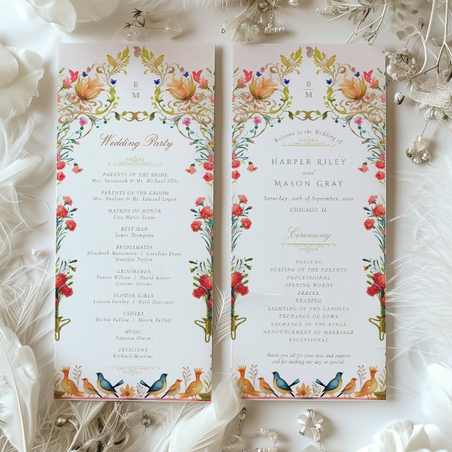 Colourful Vintage Garden Wedding Ceremony Program (Creator Uploaded)