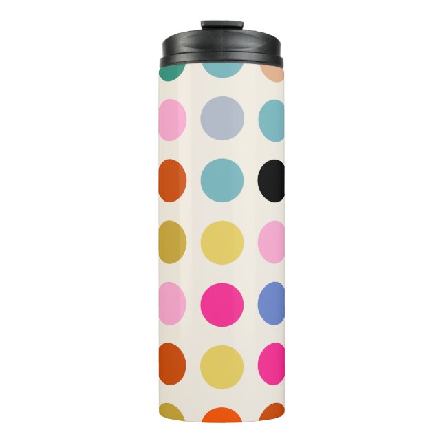 Colourful Vintage Geometric Dots Thermal Tumbler (Front)