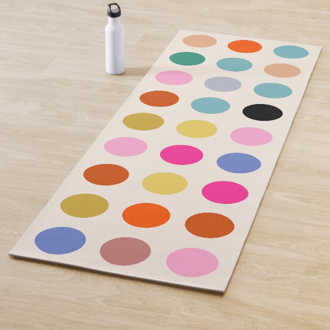 Colourful Vintage Geometric Dots Yoga Mat (In Situ)