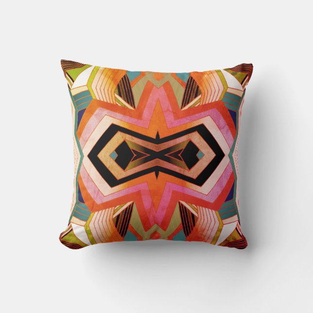 Colourful Vintage Geometric Vibes Cushion (Front)