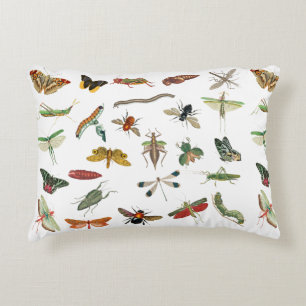 Colourful Vintage Insect Illustration Pattern  Decorative Cushion