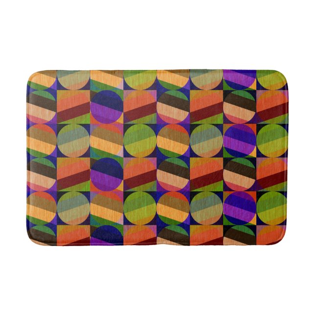 Colourful Vintage Inspired Pattern Bath Mat (Front)