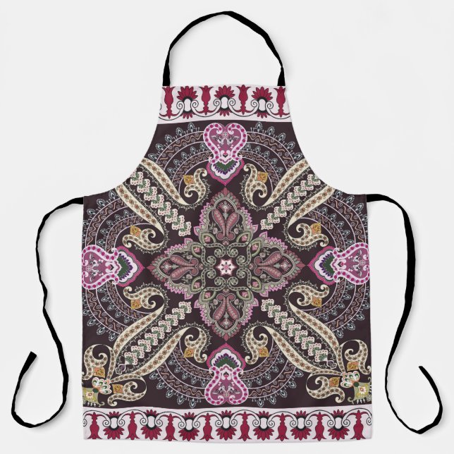 Colourful vintage mandala motifs seamless pattern apron (Front)