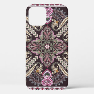 Colourful vintage mandala motifs seamless pattern iPhone 12 case
