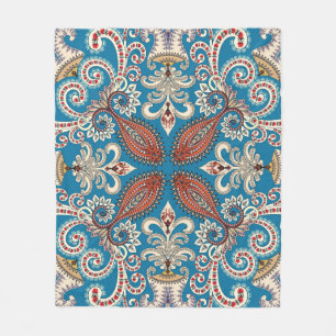 Colourful vintage mandala motifs seamless pattern fleece blanket