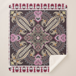 Colourful vintage mandala motifs seamless pattern sherpa blanket
