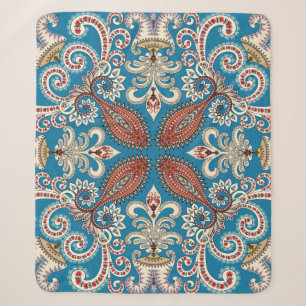 Colourful vintage mandala motifs seamless pattern sherpa blanket