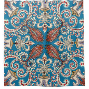 Colourful vintage mandala motifs seamless pattern shower curtain