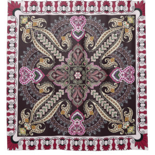 Colourful vintage mandala motifs seamless pattern shower curtain