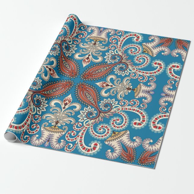 Colourful vintage mandala motifs seamless pattern wrapping paper (Unrolled)