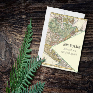 Colourful Vintage Map Bon Voyage Send Off Party Invitation