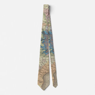 Colourful Vintage Map of North America Geography Tie