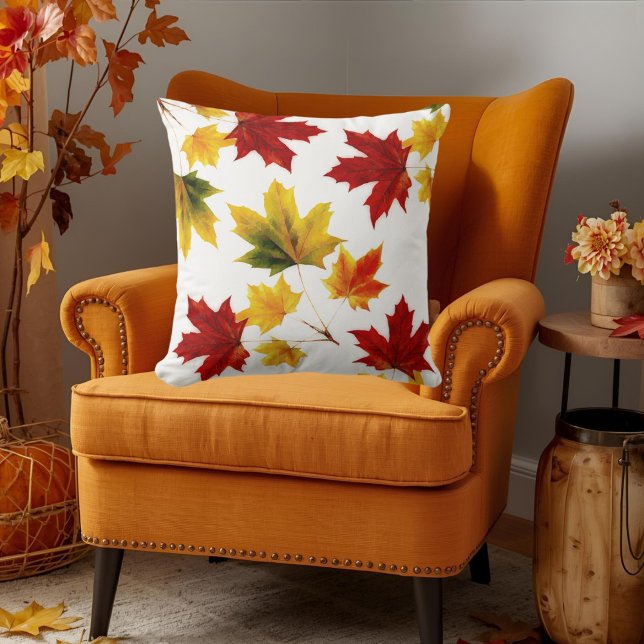 colourful vintage maple leaves cushion (Creator Uploaded)