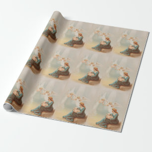 Colourful vintage Mary with baby Jesus gift paper