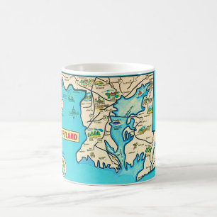 Colourful Vintage Maryland Map Postcard Mug