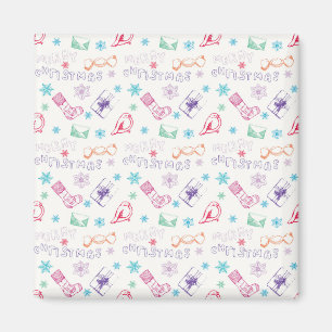 Colourful vintage merry christmas pattern magnet