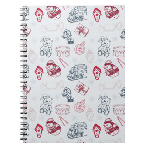 Colourful vintage merry christmas toys notebook
