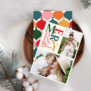 Colourful vintage merry chritsmas announcement