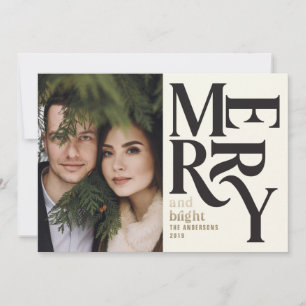 Colourful vintage merry chritsmas photo announcement