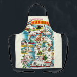 Colourful Vintage Michigan Map Apron<br><div class="desc">A wonderful vintage,  colourfully illustrated postcard map of the State of Michigan we have repurposed on a great apron for the kitchen or outdoor barbeque!</div>