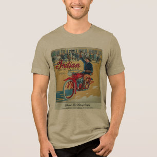 Colourful Vintage Motorcycle Poster Tri-Blend Shirt
