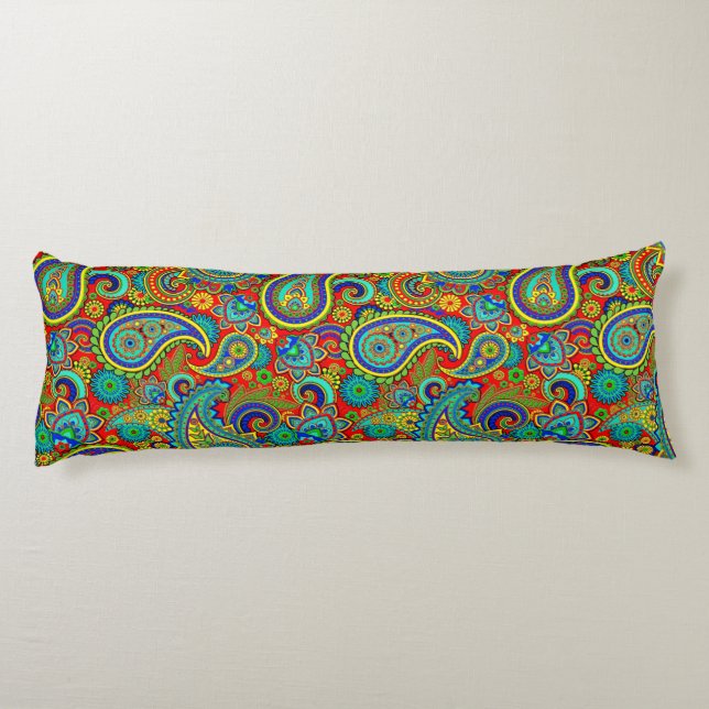 Colourful Vintage Orante Paisley Body Cushion (Back)