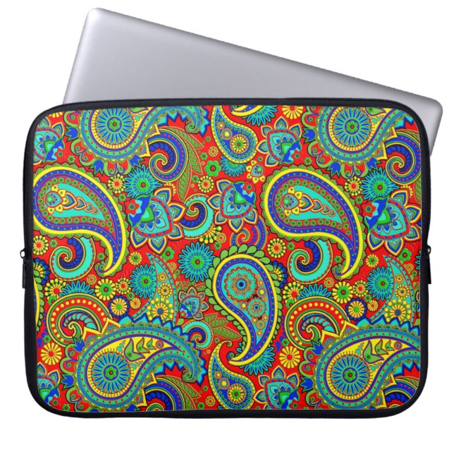 Colourful Vintage Orante Paisley Laptop Sleeve (Front)