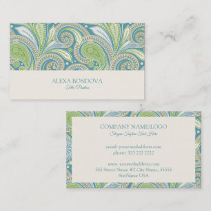 Colourful vintage paisley pattern business card