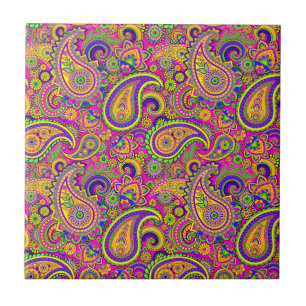 Colourful Vintage Paisley Pattern Tile