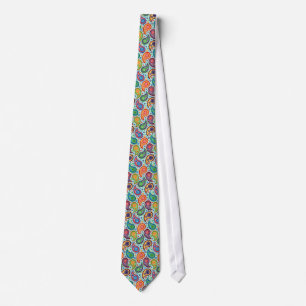Colourful Vintage Paisley Soft Blue Background Tie
