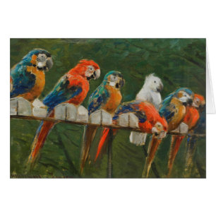 Colourful Vintage Parrots Blank Inside