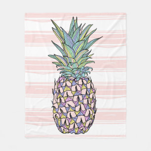 Colourful vintage pineapple fleece blanket