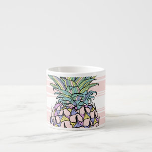 Colourful vintage pineapple illustration. espresso cup