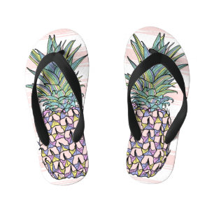 Colourful vintage pineapple illustration. kid's thongs