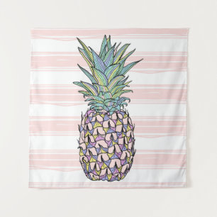 Colourful vintage pineapple illustration. tapestry