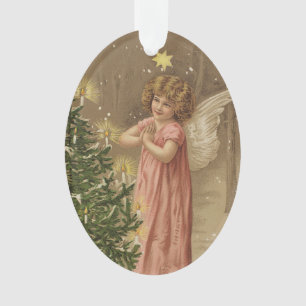 Colourful vintage pink Christmas angel decor Ornament