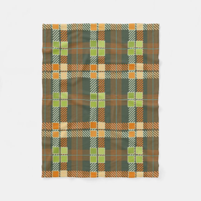 Colourful Vintage Plaid Geometric Pattern 2a Fleece Blanket (Front)