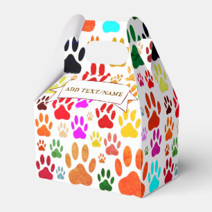 Colourful Vintage Print Dog Paws All Over Favour Box
