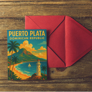 Colourful Vintage Puerto Plata Dominican Republic Postcard