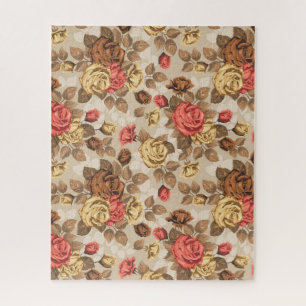 Colourful Vintage Red and Yellow Roses Jigsaw Puzzle