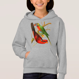 Colourful Vintage Red & Green Parrots Illustration