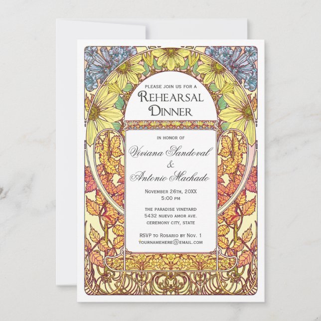 Colourful Vintage Rehearsal Dinner Invitations (Front)