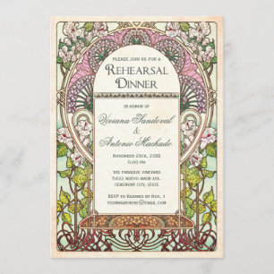 Colourful Vintage Rehearsal Dinner Invitations