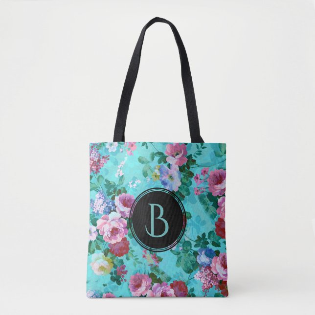 Colourful Vintage Roses Floral Collage Tote Bag (Front)